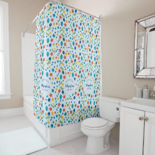 Rideaux De Douche Ocean custom nom de famille maison mer collage