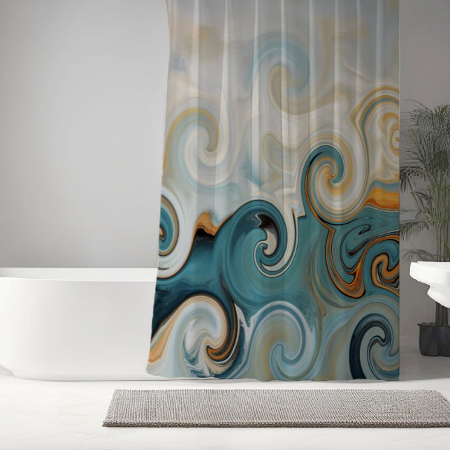Rideaux De Douche Ocean Waves Beach Turquoise Blue Abstrait 74 (Créateur téléchargé)