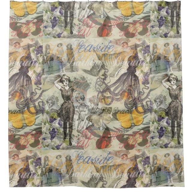 Rideaux De Douche Octopus Beach Antique Côte Steampunk (Devant)