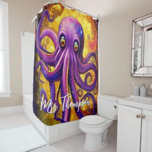 Rideaux De Douche Octopus Calmar de mer Animaux Tentacles aquatiques