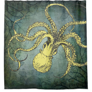 Rideaux De Douche Octopus Twisty vintage (jaune)