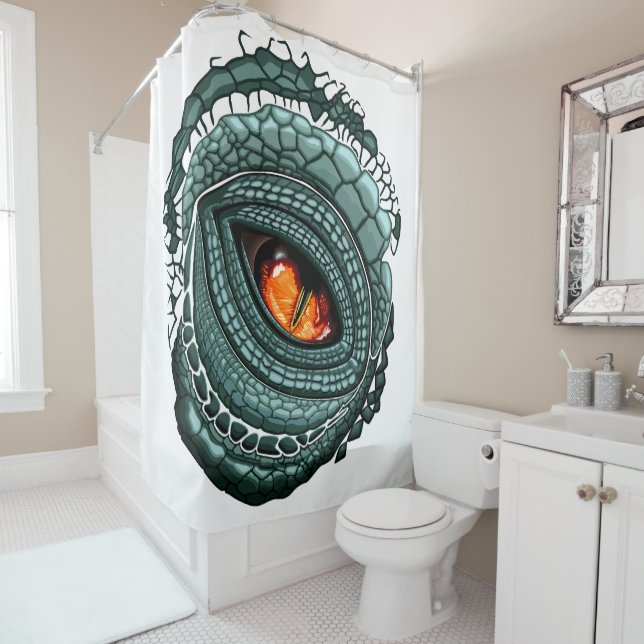 Rideaux De Douche Œil de prédateur reptile primal (En situation)
