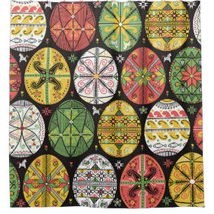 Rideaux De Douche Oeufs de Pâques ukrainiens, motif vintage.