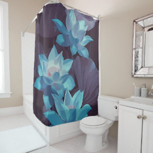 Rideaux De Douche OEuvre d'art acrylique de Lotus Bleu