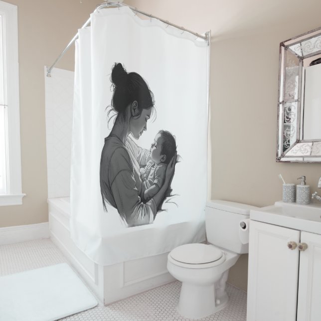 Rideaux De Douche Œuvre d'art Maman & Bébé (En situation)