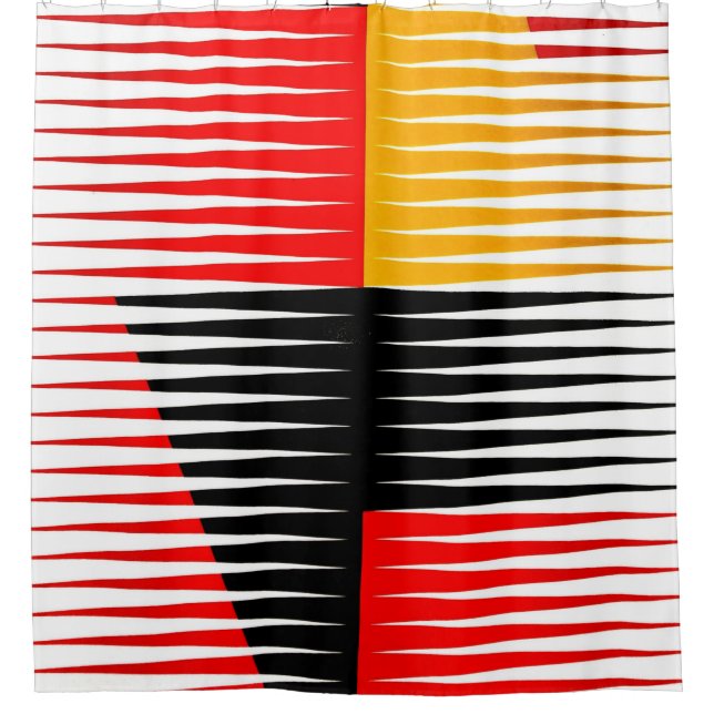 Rideaux De Douche OEuvre rouge, noire et jaune (Devant)