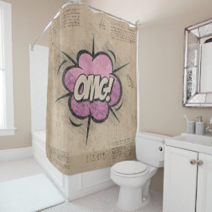 Rideaux De Douche Oh mon Dieu ! Livre de bande dessinée vintage Stea