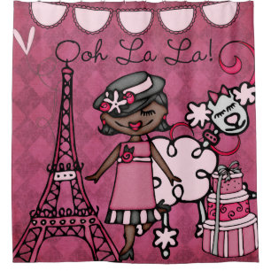 Rideaux De Douche Oh ! Tour Eiffel de diva d'Afro-américain de La d