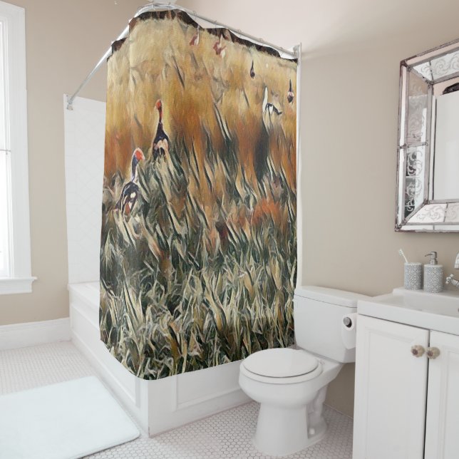 Rideaux De Douche Oies et canards errent en art (En situation)