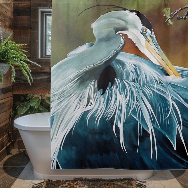 Rideaux De Douche Oiseau de héron bleu (Créateur téléchargé)
