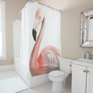 Rideaux De Douche Oiseau tropical de Flamant rose