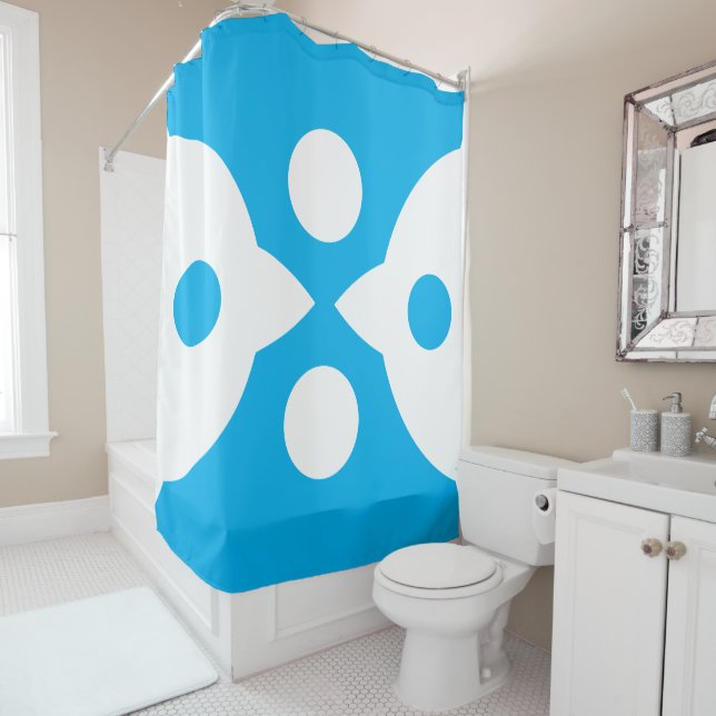 Rideaux De Douche Oiseaux Abstraits Gras Design simple Ciel bleu (En situation)