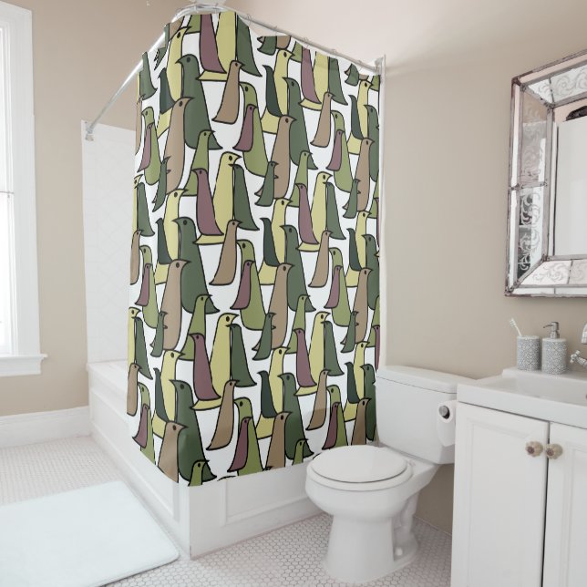 Rideaux De Douche Oiseaux de Camouflage (En situation)