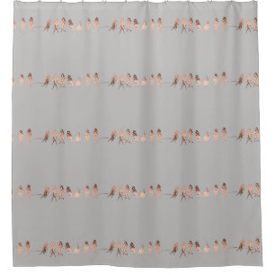 Rideaux De Douche Oiseaux de cuivre simples et modernes sur une conc