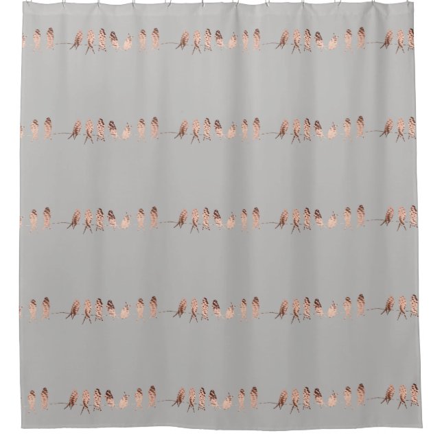 Rideaux De Douche Oiseaux de cuivre simples et modernes sur une conc (Devant)