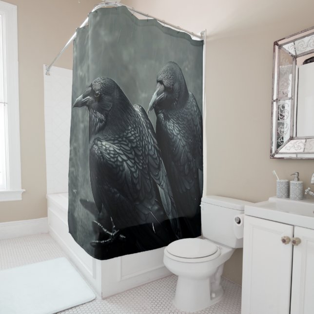 Rideaux De Douche Oiseaux de plume Paire de corbeaux, Ravens (En situation)