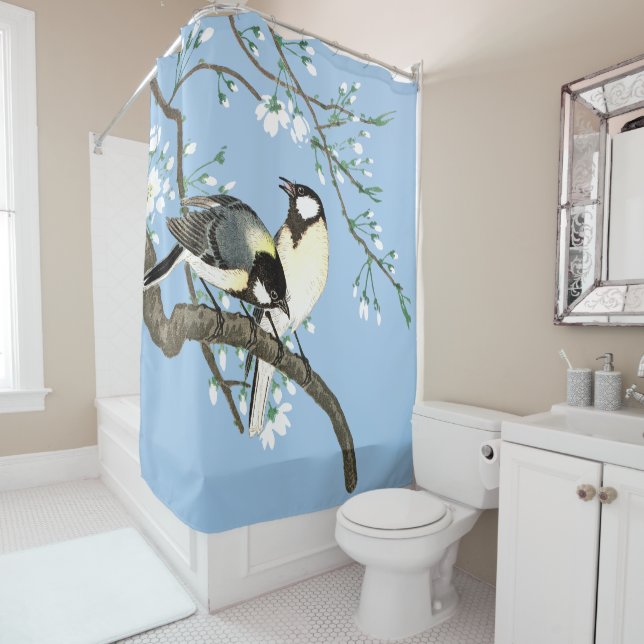 Rideaux De Douche Oiseaux et fleurs de cerisier Ohara Koson (En situation)