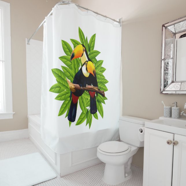 Rideaux De Douche Oiseaux Exotiques (En situation)