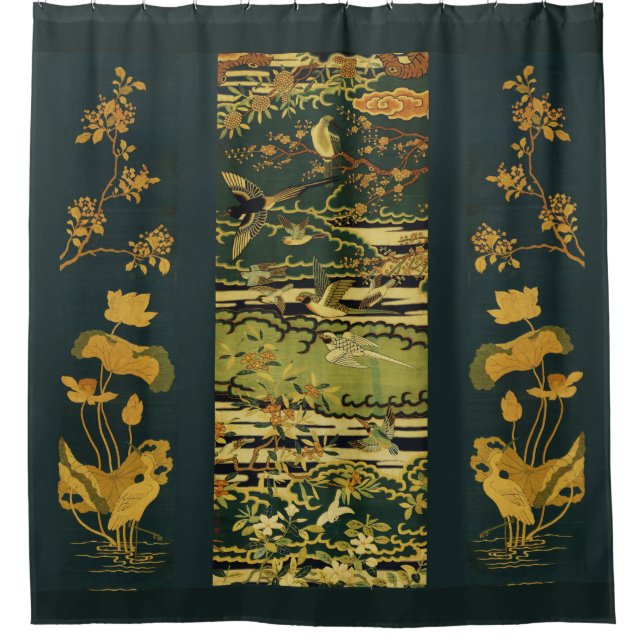 Rideaux De Douche Oiseaux, Phoenix Flower Branches Lotus Flower (Devant)