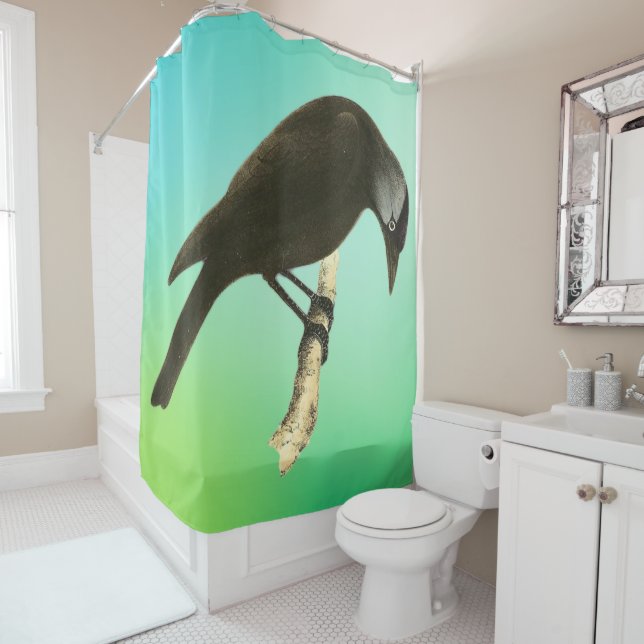 Rideaux De Douche Oiseaux sauvages - Le Corbeau (En situation)