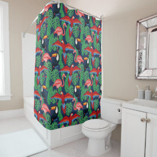Rideaux De Douche Oiseaux Tropicaux Aux Couleurs Lumineuses