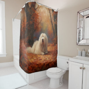 Rideaux De Douche Old English Sheepdog en automne Leaves Fall Inspir