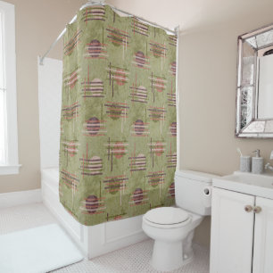 Rideaux De Douche Olive Green Moderne Géométrique
