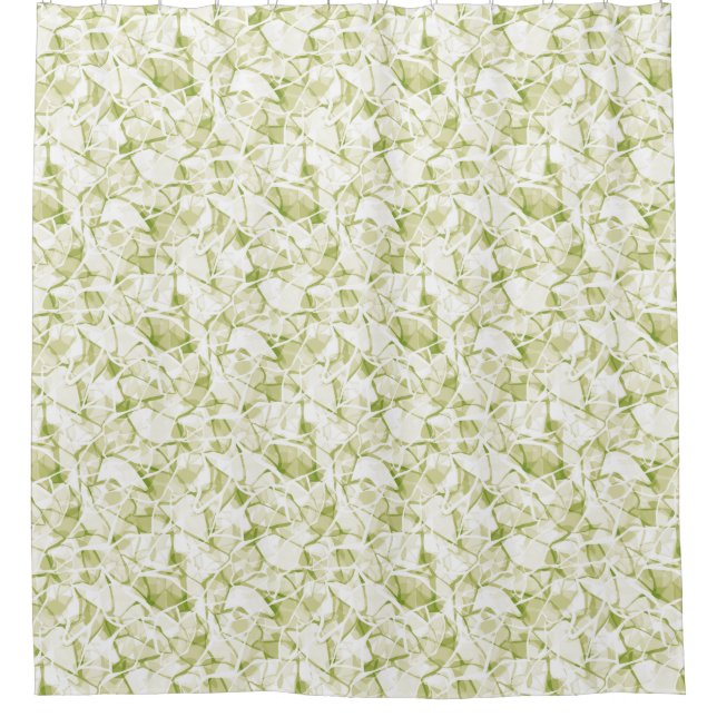 Rideaux De Douche olive-white abstract fashionable modern pattern    (Devant)