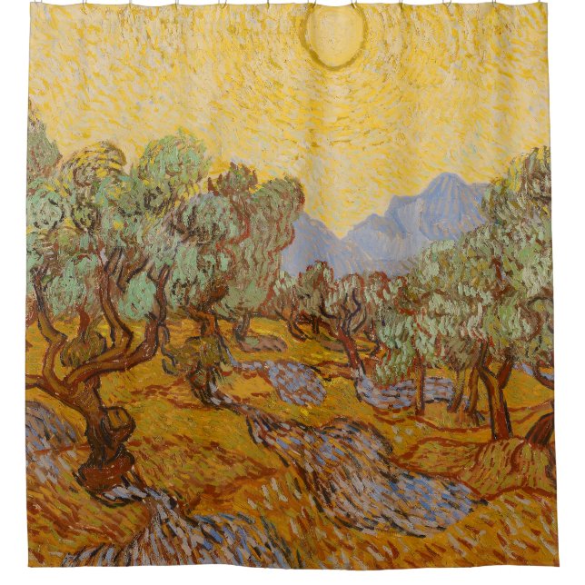 Rideaux De Douche Oliviers de Van Gogh Ciel Soleil Jaune (Devant)