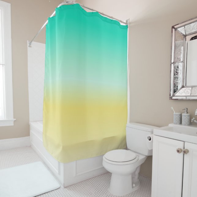 Rideaux De Douche Ombre couleur sable et mer (En situation)