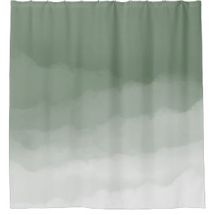 Rideaux De Douche Ombre d'aquarelle verte Sage (vert sauge/blanc)