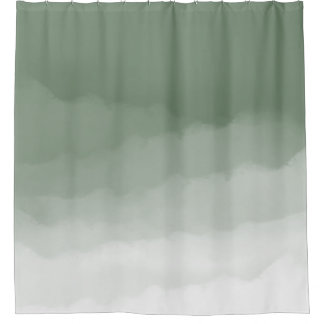 Rideaux De Douche Ombre d'aquarelle verte Sage (vert sauge/blanc)