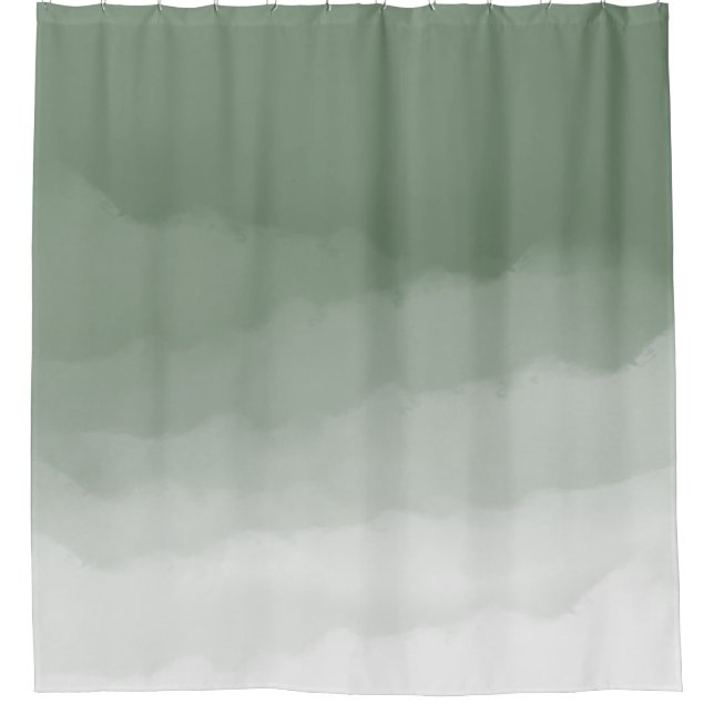 Rideaux De Douche Ombre d'aquarelle verte Sage (vert sauge/blanc) (Devant)