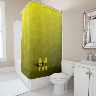 Rideaux De Douche Ombre foncé jaune motif géométrique en maille Mono