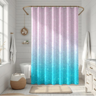 Rideaux De Douche Ombre Parties scintillant rose et turquoise