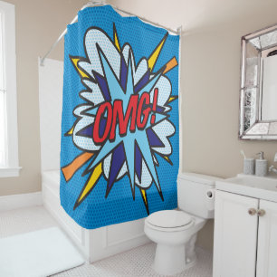 Rideaux De Douche OMG Fun Retro Comic Book Pop Art