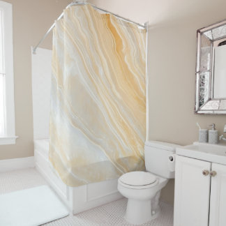 Rideaux De Douche Onyx doré élégant Marbre fluide Agate
