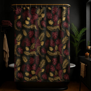 Rideaux De Douche Opulence sauvage Bourgogne & Jungle d'or