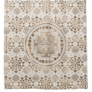 Rideaux De Douche Or de pastel de Sri Yantra/Sri Chakra