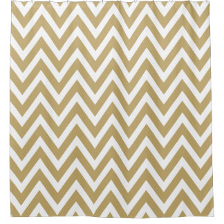 Rideaux De Douche Or et blanc Chevron