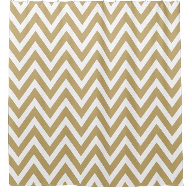 Rideaux De Douche Or et blanc Chevron (Devant)