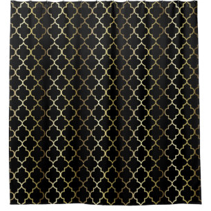 Rideaux De Douche Or et couleur noire du motif do-it-yourself de