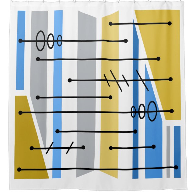 Rideaux De Douche Or géométrique Abstrait atomique (Devant)