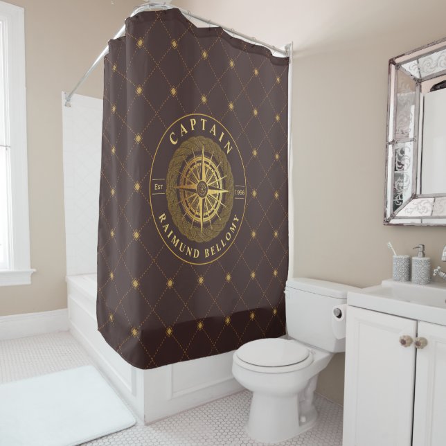 Rideaux De Douche Or Nautique (En situation)