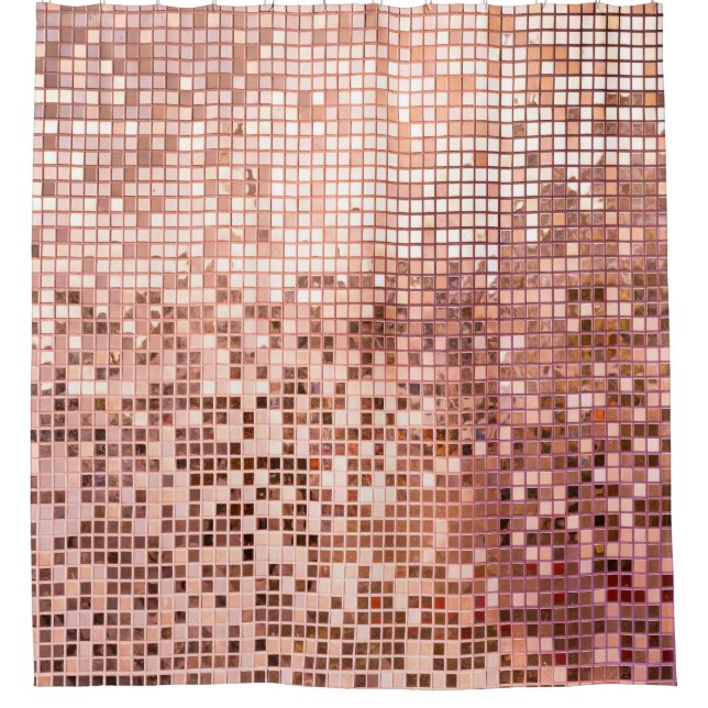 Rideaux De Douche or rose : carreaux de mosaïque carré. (Devant)