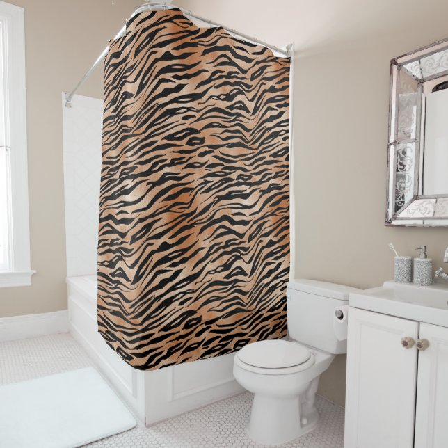 Rideaux De Douche Orange Black Tiger (En situation)