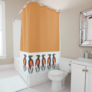 Rideaux De Douche Orange : Bordure d'oiseaux naïfs