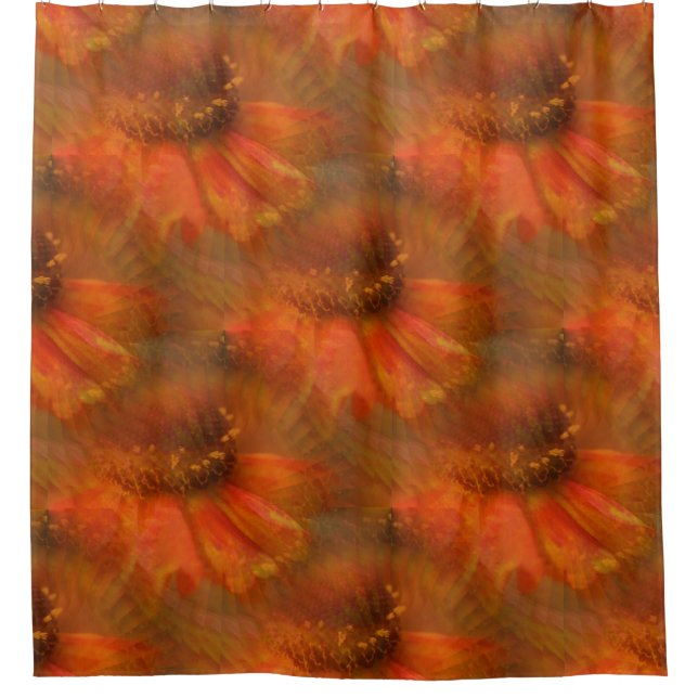 Rideaux De Douche Orange Daisy Flower Nature Motif (Devant)