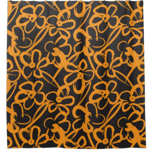 Rideaux De Douche Orange Floral brosse un fond motif sans soudure