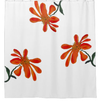 Rideaux De Douche Orange flower by Lydia's Art Sangria